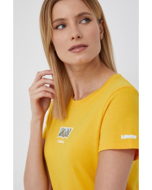 Levi's T-shirt bawełniany kolor żółty