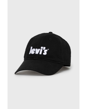 Levi's czapka bawełniana kolor czarny z aplikacją