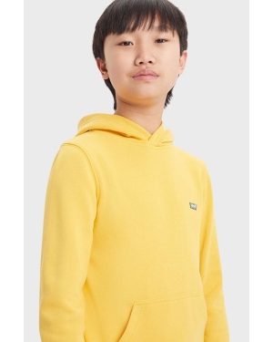 Levi's bluza dziecięca LVB MINI BATWING PULL OVER HOO kolor żółty z kapturem gładka