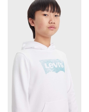 Levi's bluza dziecięca LVB PALM BATWING FILL HOODIE kolor biały z kapturem z nadrukiem