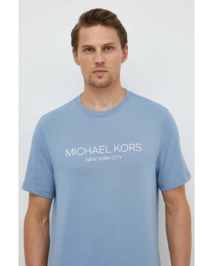 Michael Kors t-shirt bawełniany męski kolor niebieski z nadrukiem