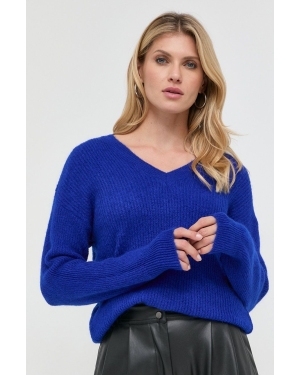 Morgan sweter z domieszką wełny damski kolor granatowy lekki