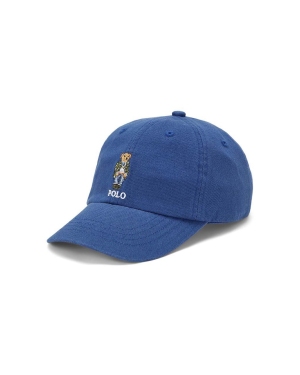 Polo Ralph Lauren czapka z daszkiem bawełniana dziecięca kolor niebieski gładka