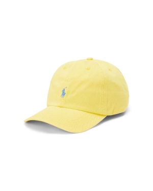 Polo Ralph Lauren czapka z daszkiem bawełniana dziecięca kolor żółty gładka