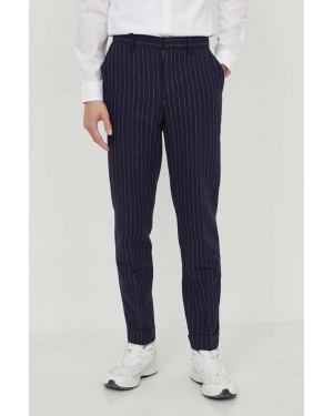 Polo Ralph Lauren spodnie z domieszką lnu kolor granatowy proste