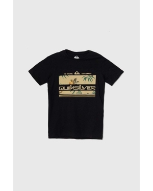 Quiksilver t-shirt bawełniany dziecięcy TROPICALRAINYTH kolor czarny z nadrukiem