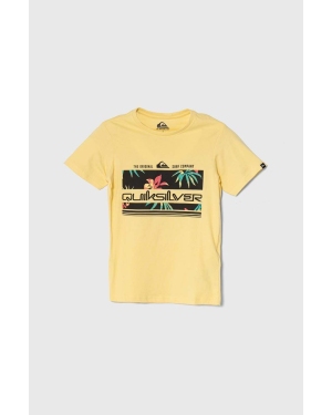 Quiksilver t-shirt bawełniany dziecięcy TROPICALRAINYTH kolor żółty z nadrukiem