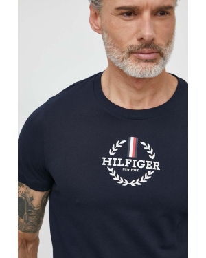 Tommy Hilfiger t-shirt bawełniany męski kolor granatowy z nadrukiem MW0MW34388