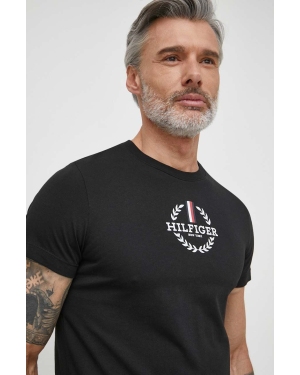 Tommy Hilfiger t-shirt bawełniany męski kolor czarny z nadrukiem MW0MW34388