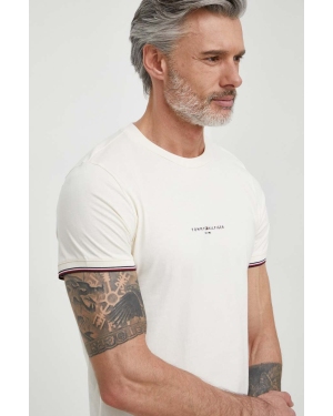 Tommy Hilfiger t-shirt bawełniany kolor beżowy z aplikacją MW0MW32584