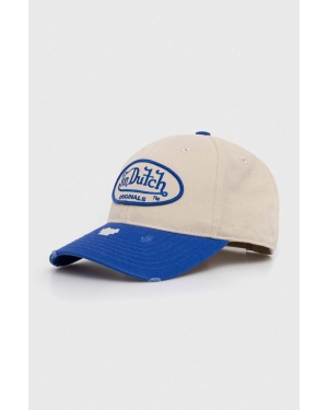 Von Dutch czapka z daszkiem bawełniana kolor niebieski z aplikacją