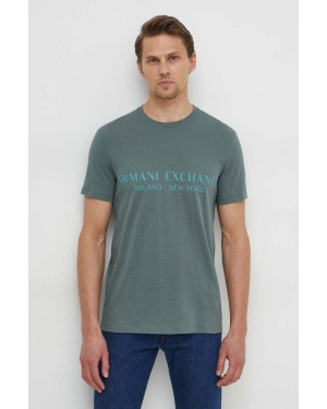 Armani Exchange t-shirt męski kolor zielony z nadrukiem 8NZT72 Z8H4Z NOS