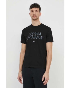 Armani Exchange t-shirt bawełniany męski kolor czarny z nadrukiem 3DZTJF ZJH4Z