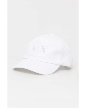 Armani Exchange czapka z daszkiem bawełniana kolor biały gładka