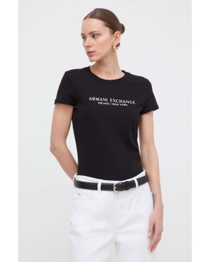 Armani Exchange t-shirt bawełniany damski kolor czarny