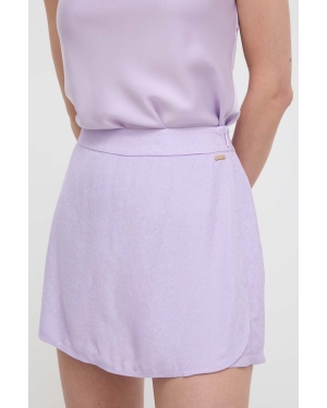 Armani Exchange spódnicospodnie kolor fioletowy gładkie high waist