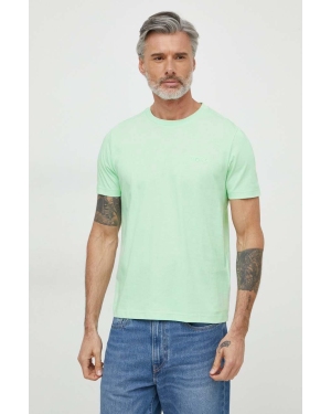 Boss Green t-shirt bawełniany męski kolor zielony gładki