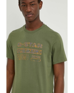 G-Star Raw t-shirt bawełniany męski kolor zielony z nadrukiem