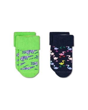 Happy Socks skarpetki dziecięce Kids Animals Baby Terry Socks 2-pack kolor czarny