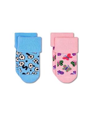 Happy Socks skarpetki dziecięce Kids Butterfly Baby Terry Socks 2-pack kolor różowy