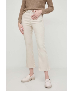 Marella spodnie damskie kolor beżowy proste high waist