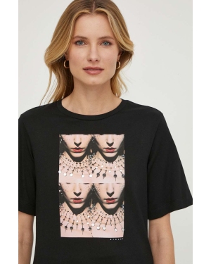 Sisley t-shirt bawełniany damski kolor czarny