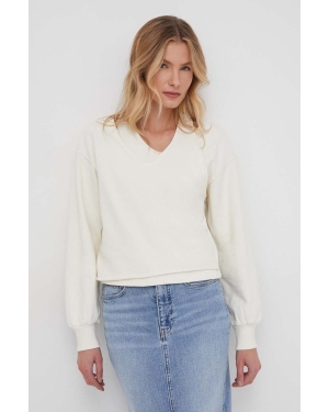Sisley bluza bawełniana damska kolor beżowy gładka