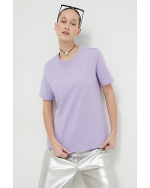 Superdry t-shirt bawełniany damski kolor fioletowy