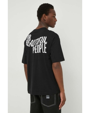 Drykorn t-shirt bawełniany męski kolor czarny z nadrukiem