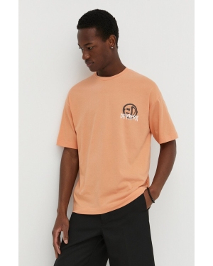 Drykorn t-shirt bawełniany męski kolor pomarańczowy z nadrukiem