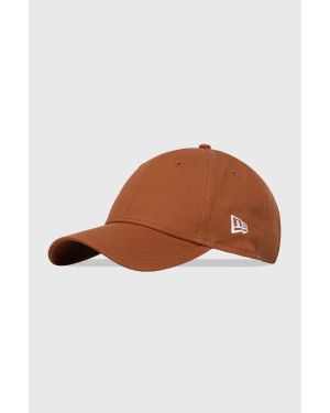 New Era czapka z daszkiem bawełniana kolor brązowy gładka