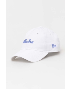 New Era czapka z daszkiem bawełniana kolor biały z aplikacją