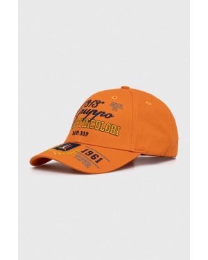 Aeronautica Militare czapka z daszkiem bawełniana kolor pomarańczowy z aplikacją