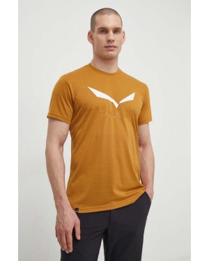 Salewa t-shirt sportowy Solidlogo kolor brązowy z nadrukiem
