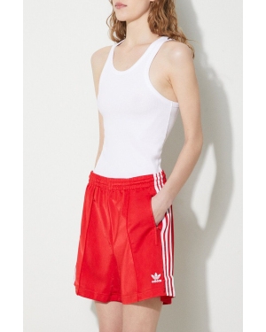 adidas Originals szorty damskie kolor czerwony z aplikacją high waist IP2957