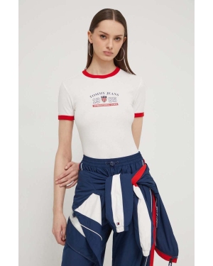 Tommy Jeans t-shirt Archive Games damski kolor beżowy DW0DW18836