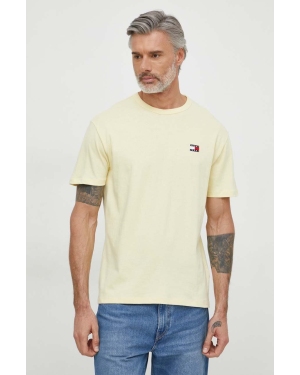 Tommy Jeans t-shirt bawełniany kolor żółty z aplikacją