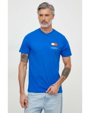 Tommy Jeans t-shirt bawełniany męski kolor niebieski z nadrukiem