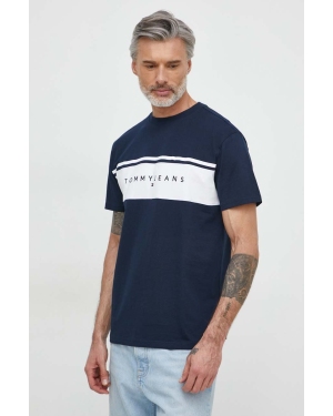 Tommy Jeans t-shirt bawełniany męski kolor granatowy z aplikacją DM0DM18658