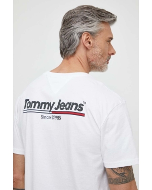 Tommy Jeans t-shirt bawełniany męski kolor biały z nadrukiem DM0DM18590