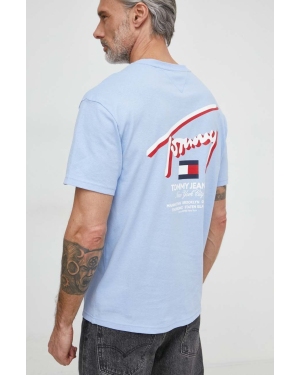 Tommy Jeans t-shirt bawełniany męski kolor niebieski z nadrukiem DM0DM18574