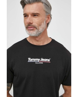 Tommy Jeans t-shirt bawełniany męski kolor czarny z nadrukiem DM0DM18590