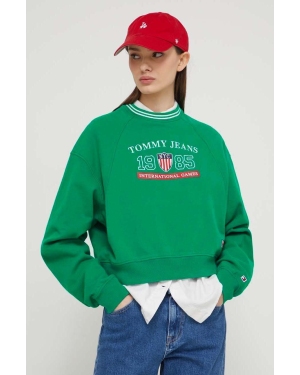 Tommy Jeans bluza Archive Games damska kolor zielony z aplikacją