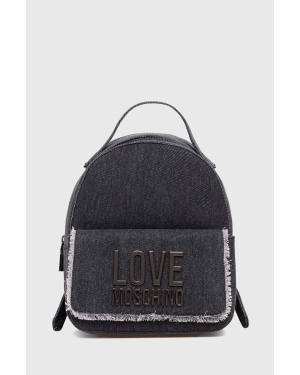 Love Moschino plecak bawełniany kolor szary mały z aplikacją