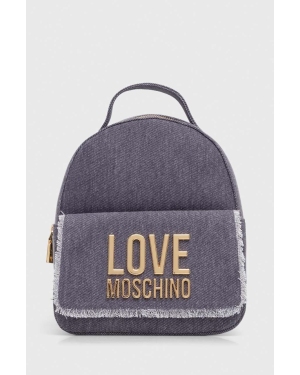 Love Moschino plecak bawełniany kolor fioletowy mały z aplikacją