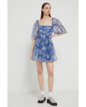Abercrombie & Fitch sukienka kolor niebieski mini rozkloszowana