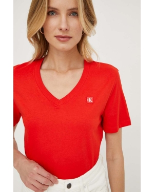 Calvin Klein Jeans t-shirt bawełniany damski kolor czerwony