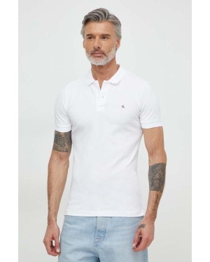 Calvin Klein Jeans polo męski kolor biały gładki