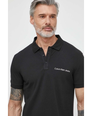 Calvin Klein Jeans polo męski kolor czarny z nadrukiem