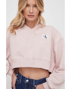 Calvin Klein Jeans bluza damska kolor różowy gładka